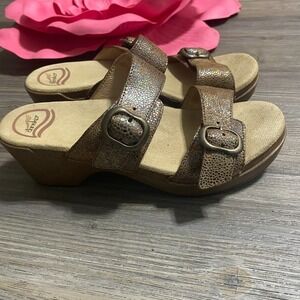 DANSKO Sophie Sandals Metallic Iridescent Leather Clogs‎ Comfort EUR  38/ US 7.5